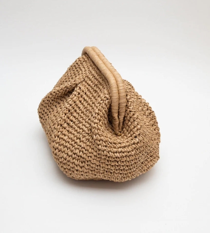 Hinge Straw Clutch Bag