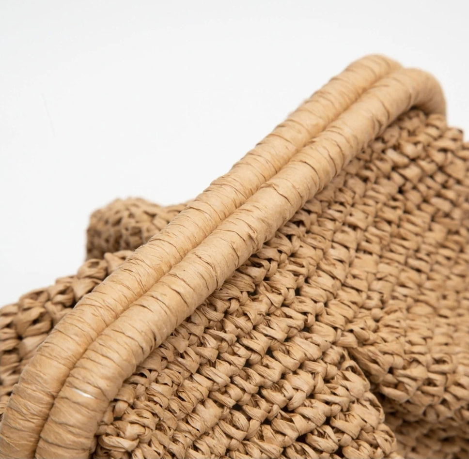 Hinge Straw Clutch Bag