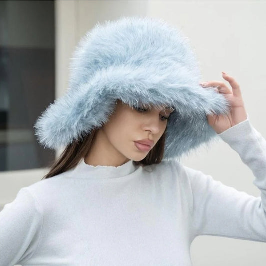 Oversized Faux Fur Bucket Hat