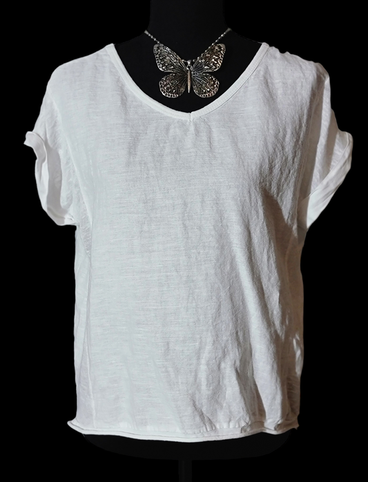 V-Neck Linen Tee